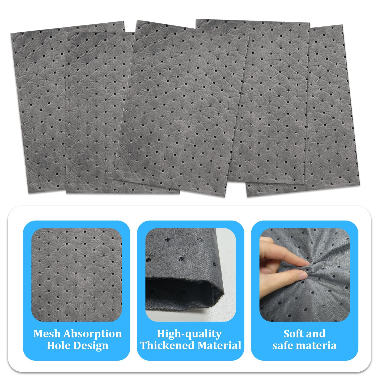 Tapis Absorbant Liquide Universel，30 Pièces Tapis Absorbant l'eau Huile , pour Déversements, Cuisine sous-Sol Entrepôt Usine Atelier Labo Industrie Bateaux
