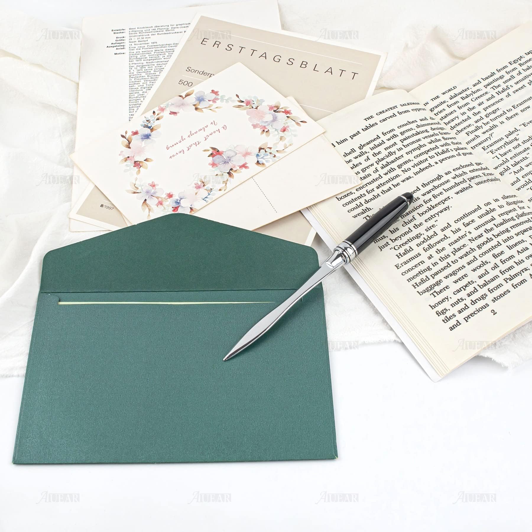 Ouvre Lettre Métal Noir Coupe Papier Élégant