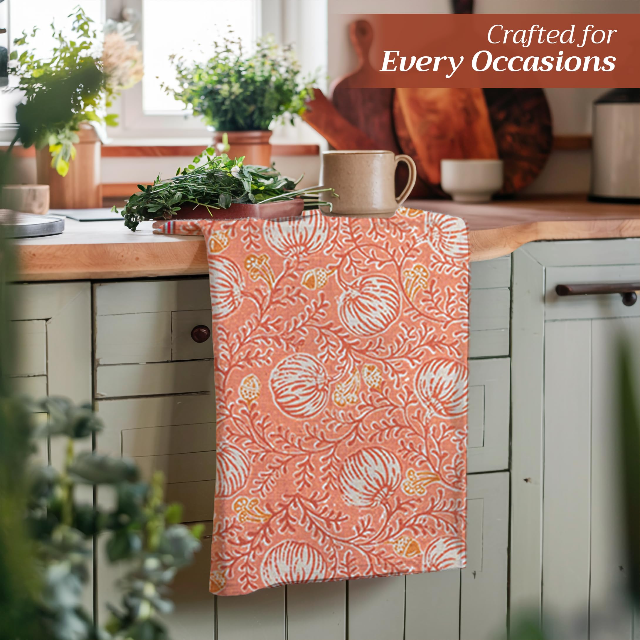 Maison d' Hermine Kitchen Towels Set of 3 100% Cotton 70 CM x 50 CM Reusable Cloth Tea Dish Towels Absorbent with Hanging Loop for Kitchen Dining Christmas Decorations (Harvest Festival) - Image 2