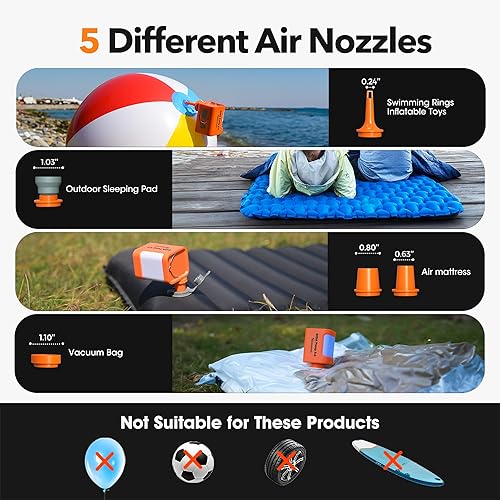 Miniatura 6 de Bomba de aire portátil con batería de 3600 mAh, bomba de aire de 5 kPa para inflables, bomba recargable, desinfla rápida para colchón de aire con