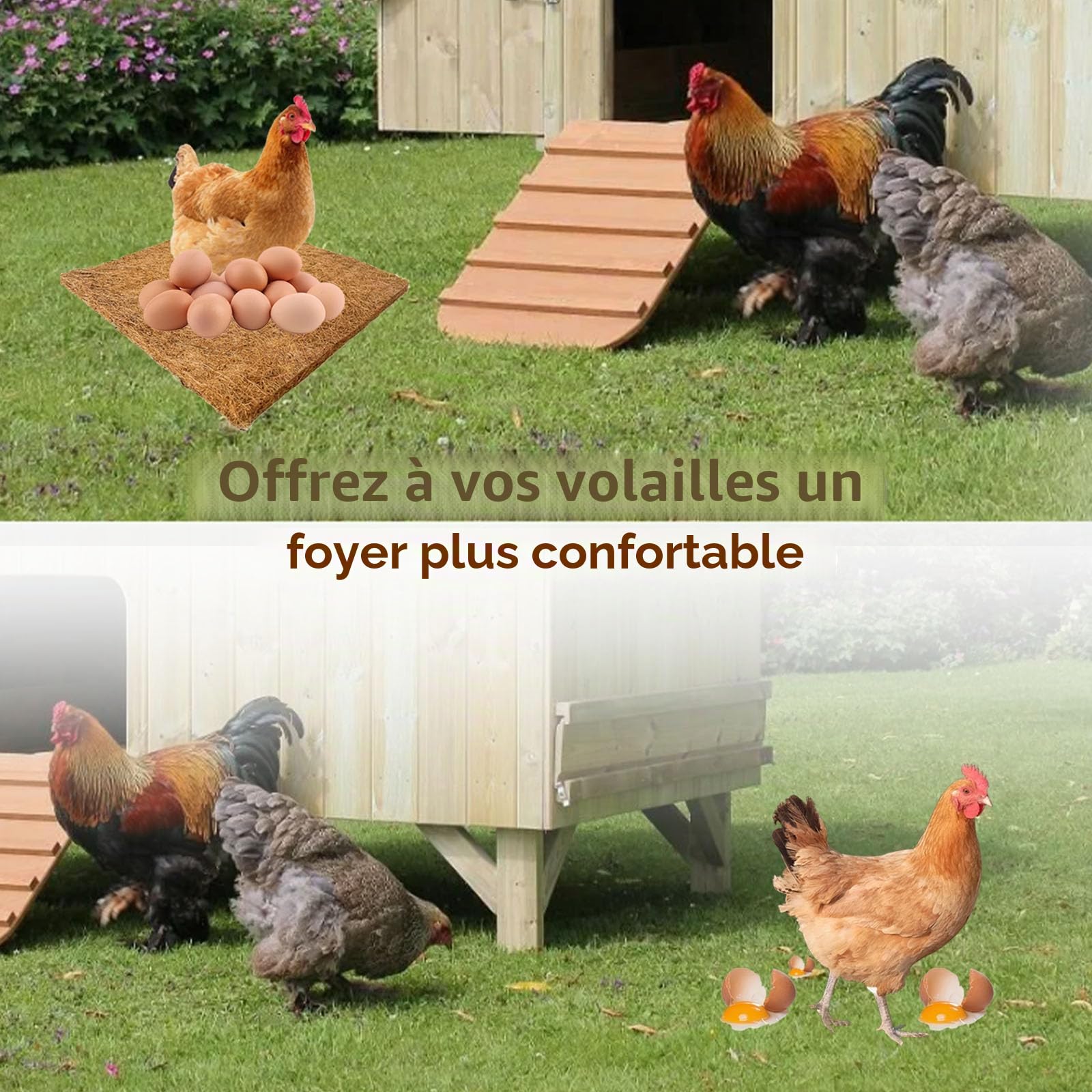 Lot de 10 Tapis de Nichoir pour Poules, De Nid De Poule 30 x 30 cm Tapis De Nidification, de Nid de Ponte pour Poules, Tapiss De Sol pour Poulailler, Convient pour les l'élevage de Volailles