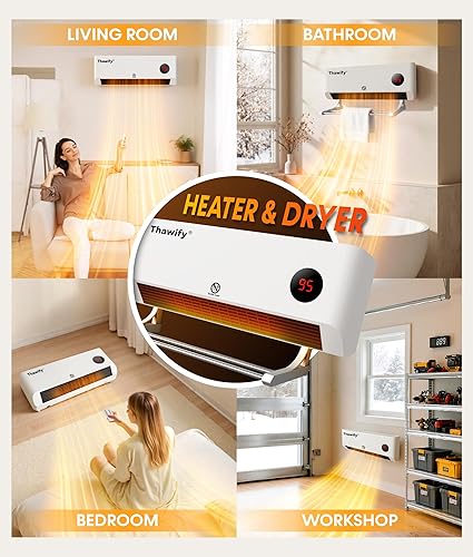 Miniatura 6 de WH719S - Calentador de pared inteligente - 1500 W, Alexa, control remoto, termostato, temporizador de 24 horas, oscilación de 120