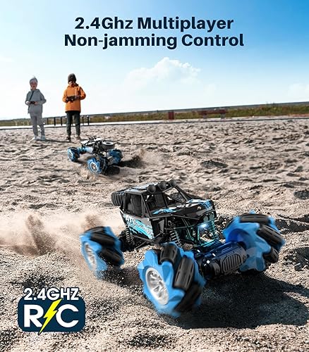 Miniatura 6 de Camión monstruo de juguete de control remoto, autos RC 4WD, 120 360 giratorio 2.4Ghz recargable todoterreno Crawler lateral deriva todo terreno