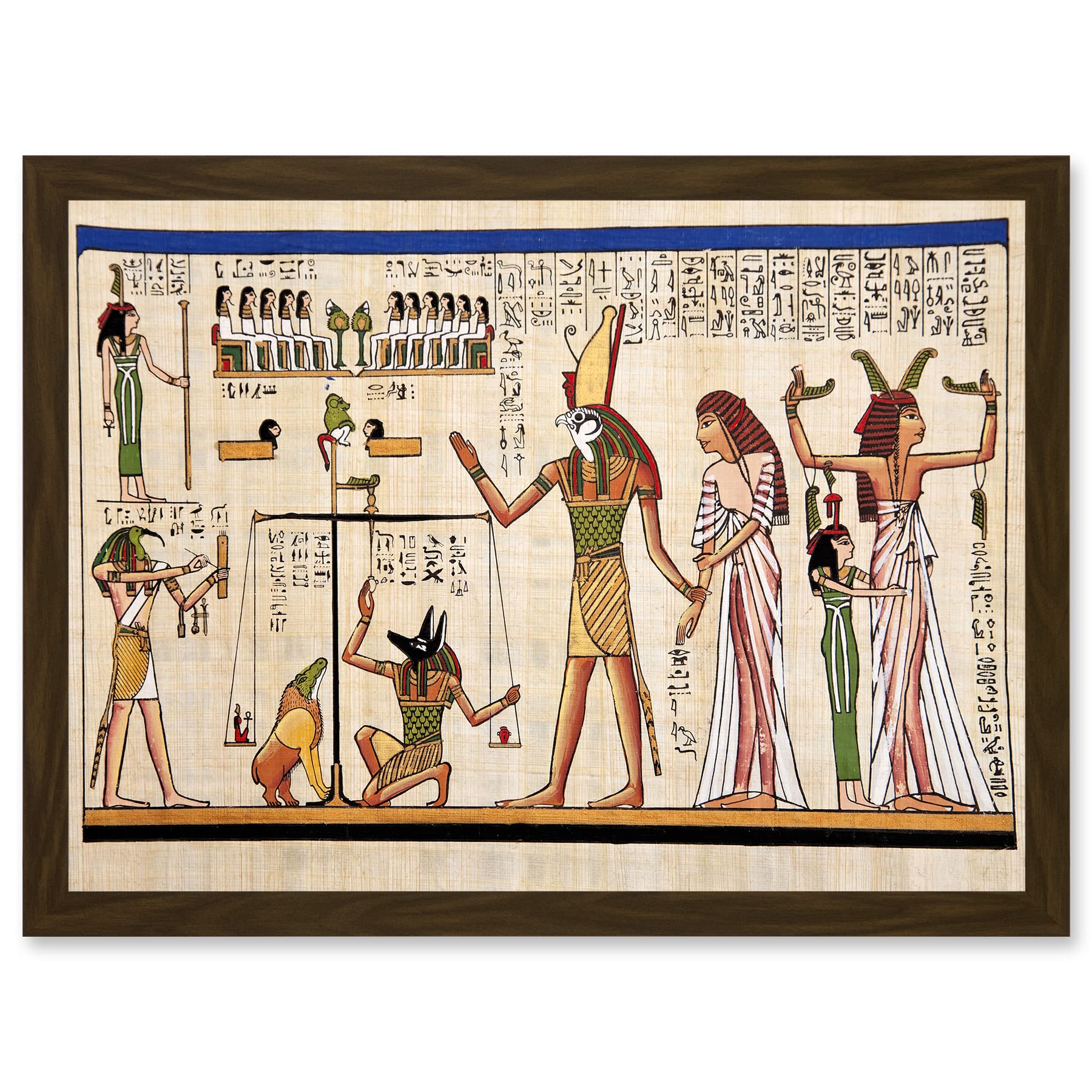 Artery8 Painting Ancient Egyptian Heiroglyphics Horus Thoth Anubis Mural A4 Artwork Framed Wall Art Print