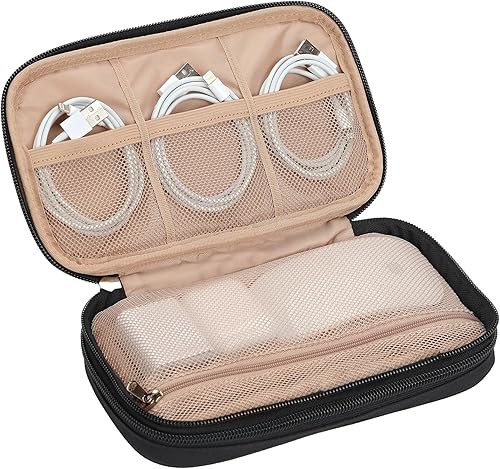 Miniatura 5 de NISHEL Estuche Organizador de Cables de Viaje, Estuche Electrónico de Doble Capa, Esenciales para Cargador, Cable, Teléfono, Memoria USB, Mediano,