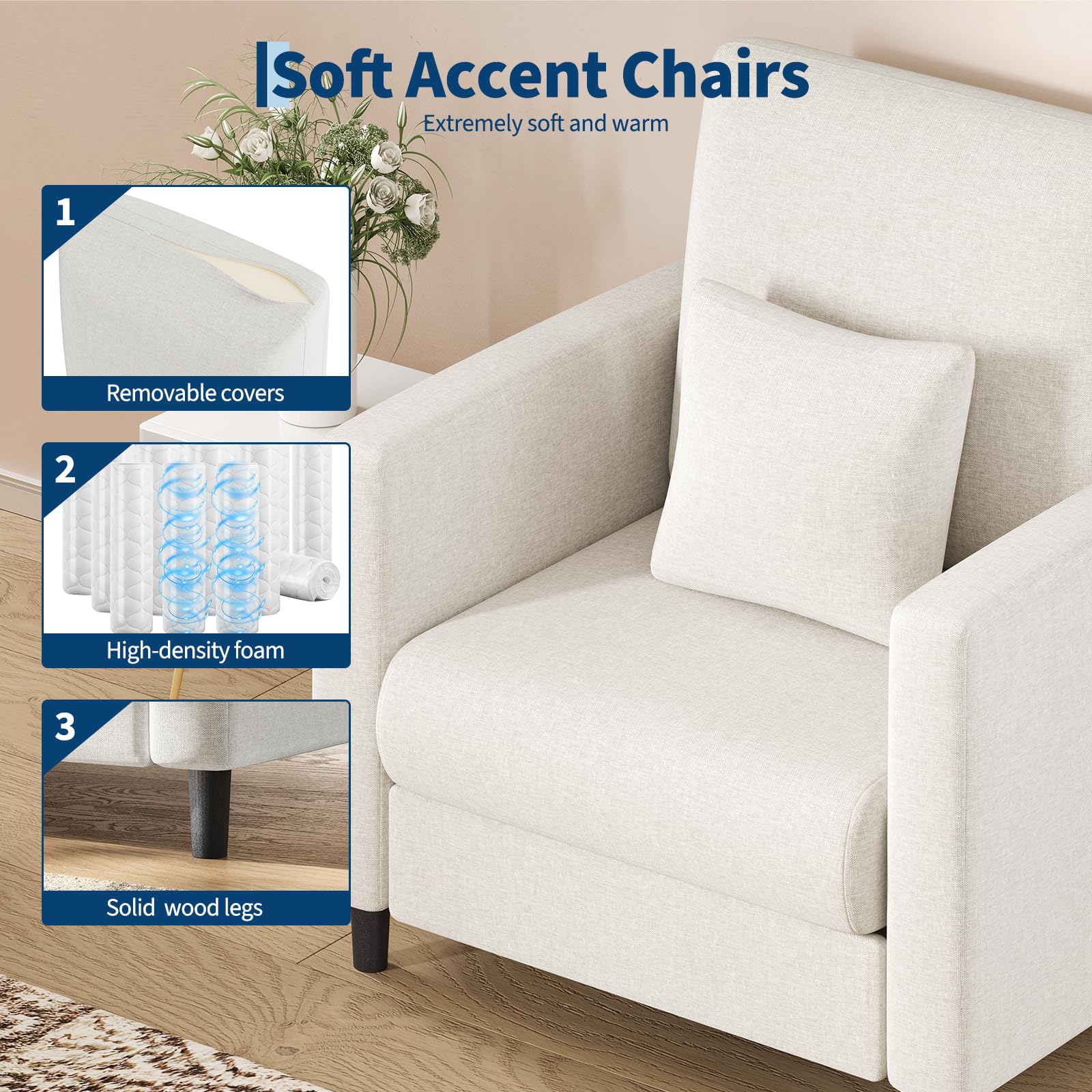 2-Sitzer Sofa & Akzentstuhl Set – Kompaktes & bequemes Design – Polyurethan-Polsterung – Ideal für kleine Räume, Wohnzimmer oder Schlafzimme
