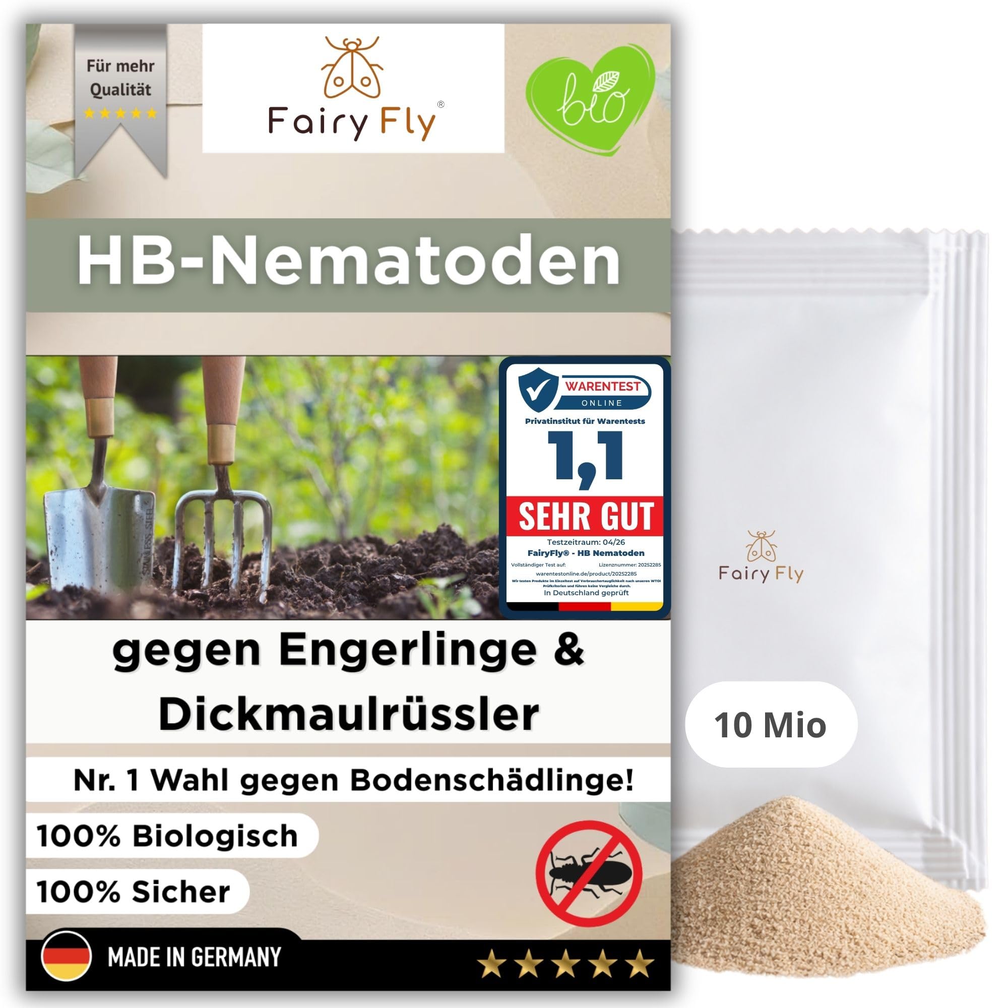 HB Nematoden gegen Dickmaulrüssler & Engerlinge - 10 Mio Nützlinge für 20 m² Schädlinge - FairyFly®