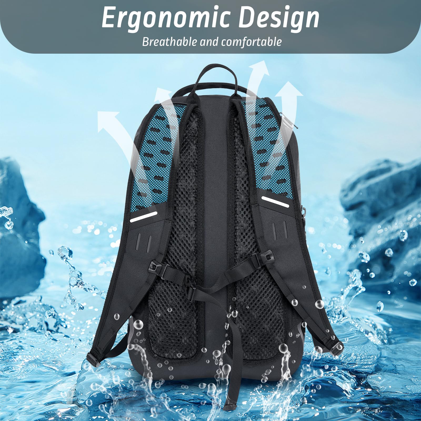 Trudave Wasserdichter Rucksack, schwimmende TPU-beschichtete Trockentasche mit luftdichtem Reißverschluss für Kajak, Angeln, Bootfahren, Wandern, Schwarz, 30L, Wasserdichte Tasche