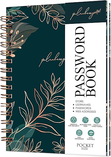 PLANBERRY Libro de contraseñas - Organizador de direcciones de Internet con pestañas alfabéticas - Sitio web alfabético y contraseña de computadora