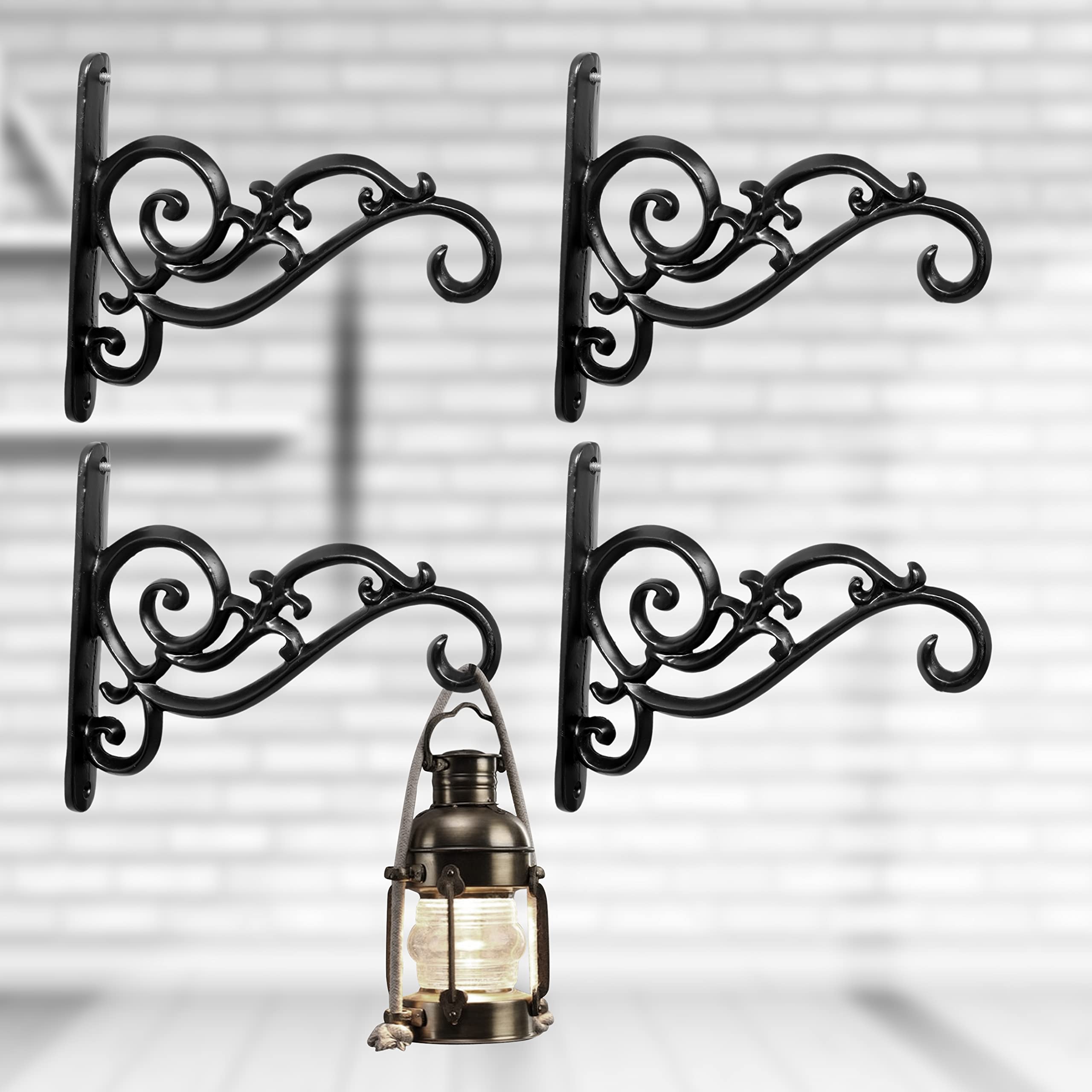 REAL ECO STAR Metal Wall Hook Hanging Plant Bracket | Decorative Straight Plant Hanger for Pots Bird Feeders Planters, Lanterns, Cotton, Wind Chimes Indoor and Outdoor Hanger (Pack of 4, Black 45)-image-19