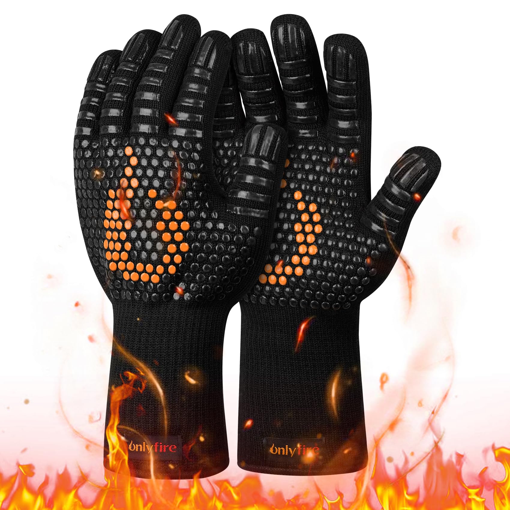 Onlyfire rękawice do grilla, odporne na temperaturę do 800°C, rękawice do piekarnika, ogniotrwałe, rękawice do grilla, piekarnika, lutowania, czarne