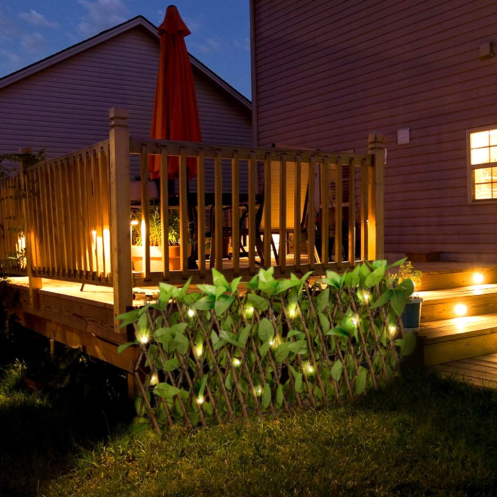 Buy Expandable Trellis Hedge with Solar Lights Rectractable Artificial