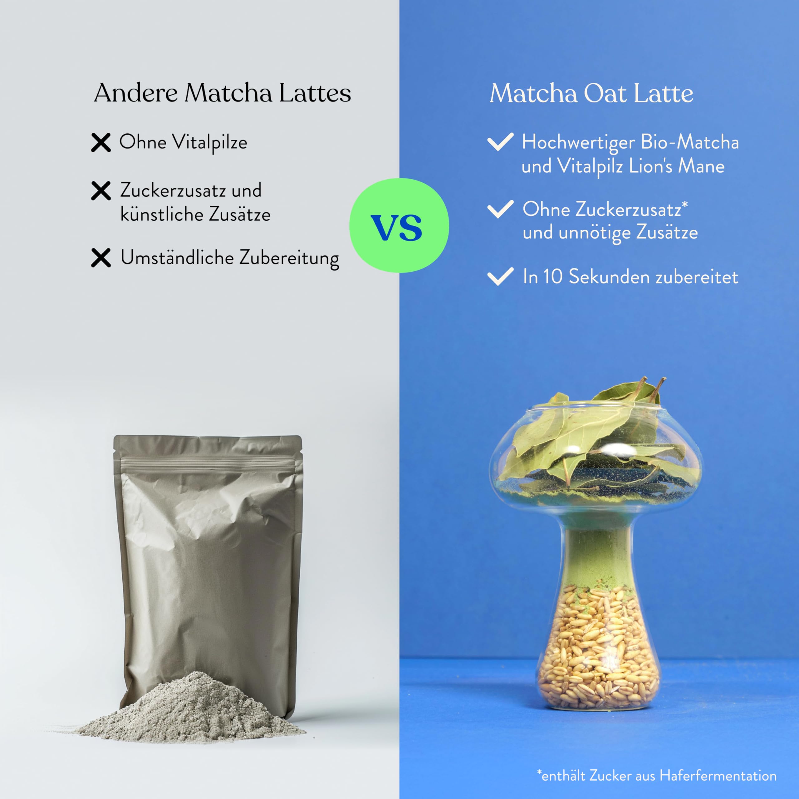 Blue Farm Bio Matcha und Chai Oat Latte auf Haferbasis ohne Zuckerzusatz – 100% Vegan – Laktosefrei & glutenfrei – weniger Verpackungsmüll