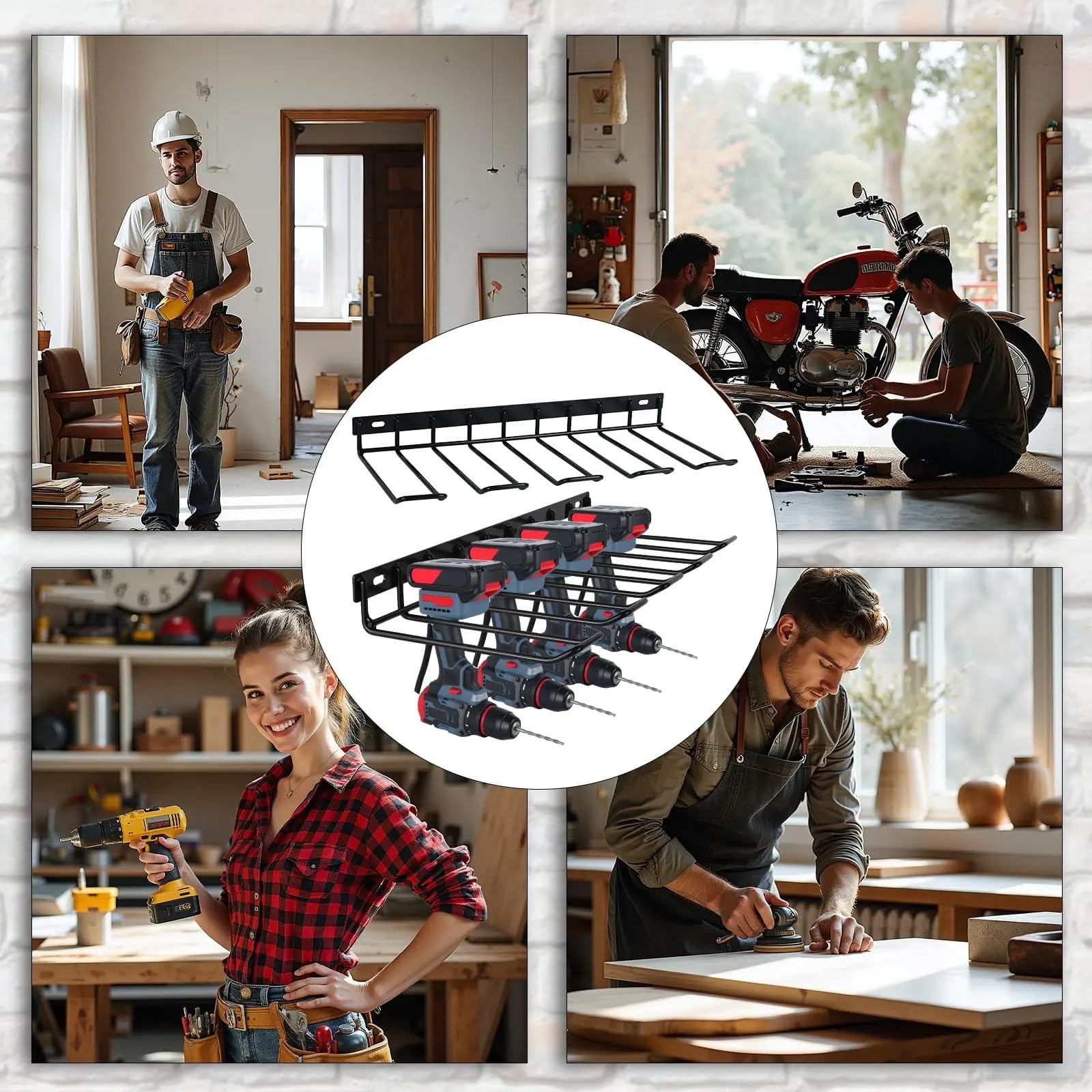 Soporte Para Herramientas Power Tool Organizer Wall Mount Drill Holder | Holds 4 Tools Easy Install Screws Anchors