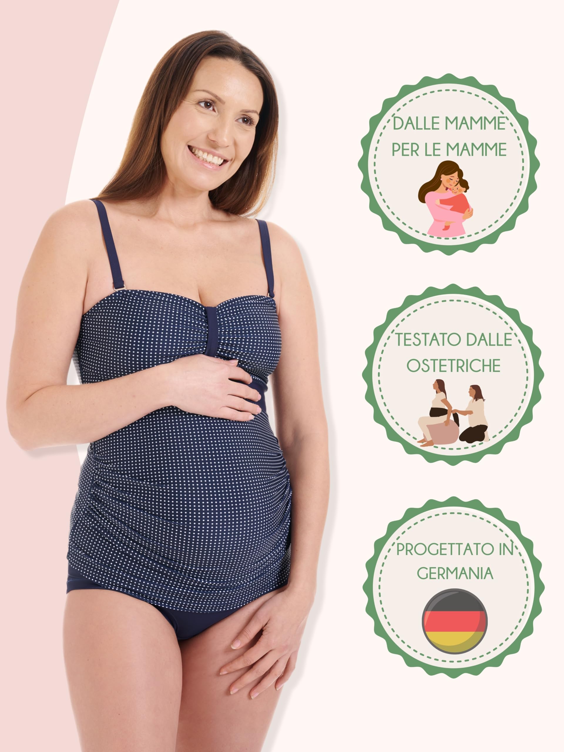 Herzmutter Costume da Bagno Premaman - Tankini Gravidanza - Costumi Mare Maternitá - Futura Mamma - Due Pezzi - 7000