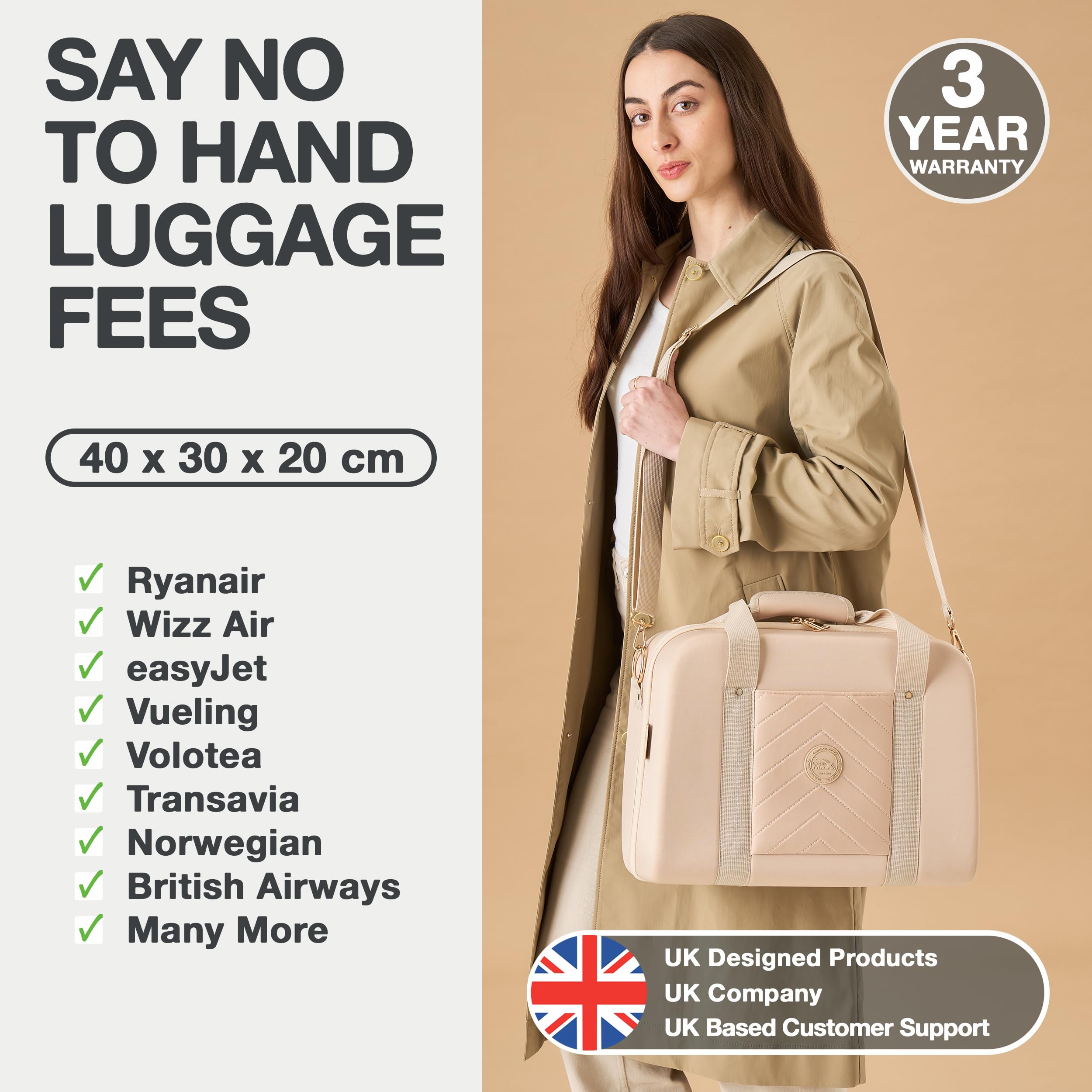 Cabin Max Paxos 24L Unter-Sitz Kabinentasche – ShapeSafe™ Hartstruktur-Rucksack – Passend für Ryanair, EasyJet & Handgepäck-Bestimmungen der meisten Airlines