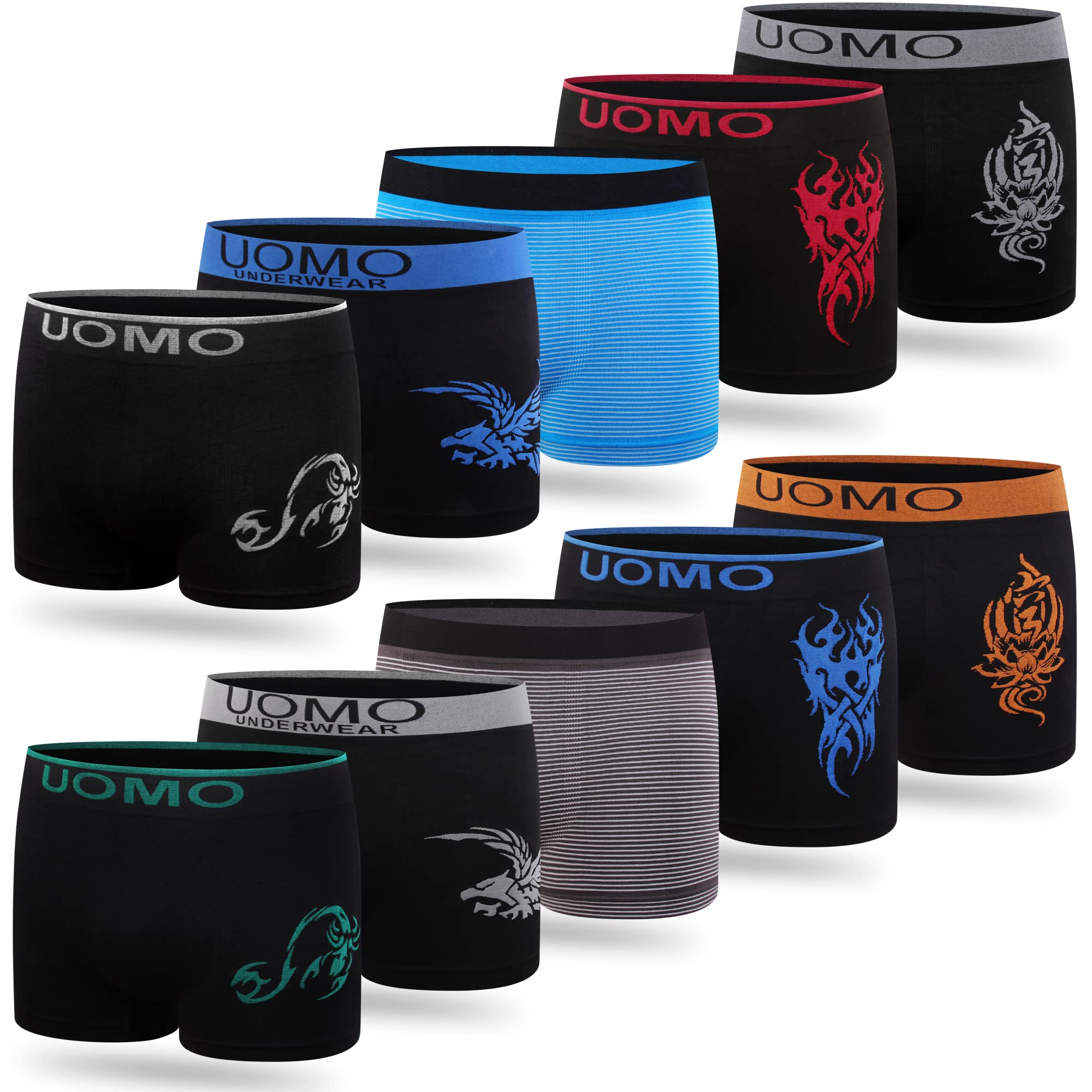 L&K 10er Pack Boxershorts Jungen aus Mikrofaser Größe ab 140/146 bis 176/182 mit Motiv bequem Seamless Kinder Unterhosen Jungen 1601 ST 152-158