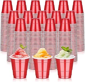 300PCS 2oz Plastic Shot Glasses, Red Disposable Shot Cups, Mini Plastic Cups for Tasting Serving Samples Whiskey Vodka, Small Party Cups for Christmas Weddings Birthday Party