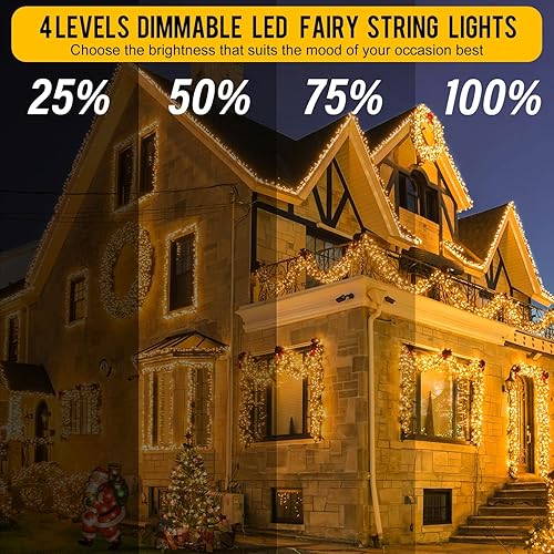 Miniatura 5 de weillsnow 1000 luces LED de Navidad de 328 pies, 8 modos de iluminación con control remoto y temporizador, luces de árbol de Navidad, impermeables