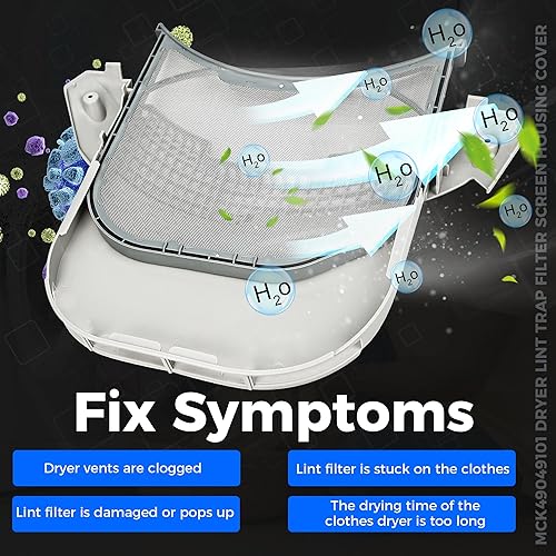 Miniatura 7 de Romalon ADQ56656401 Filtro de pelusa de secadora Malla de acero inoxidable con MCK49049101 Cubierta de trampa de pelusa para LG y Kenmore Secadora