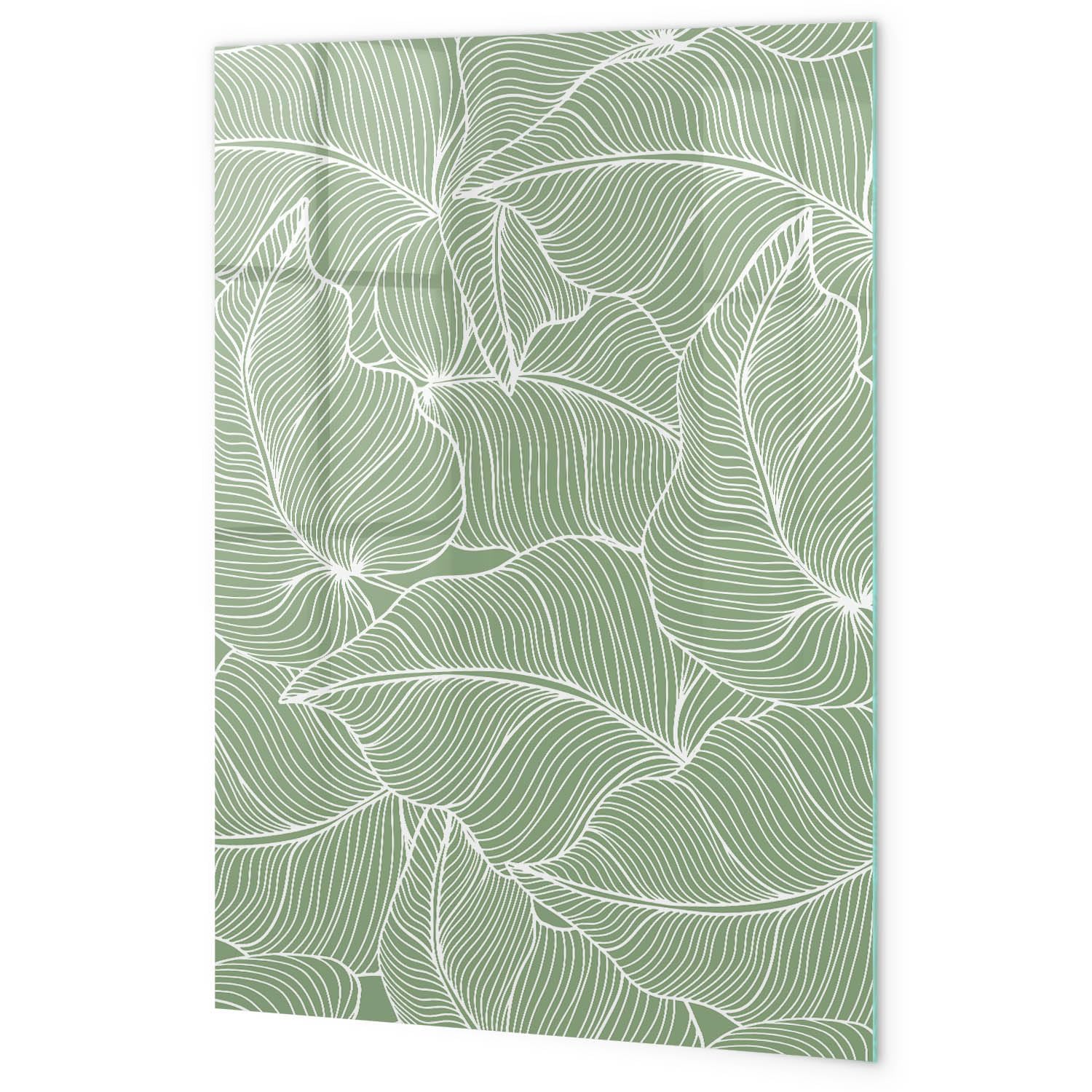 Lavagna bianca in vetro 60x90 cm | Motivo a foglie grandi
