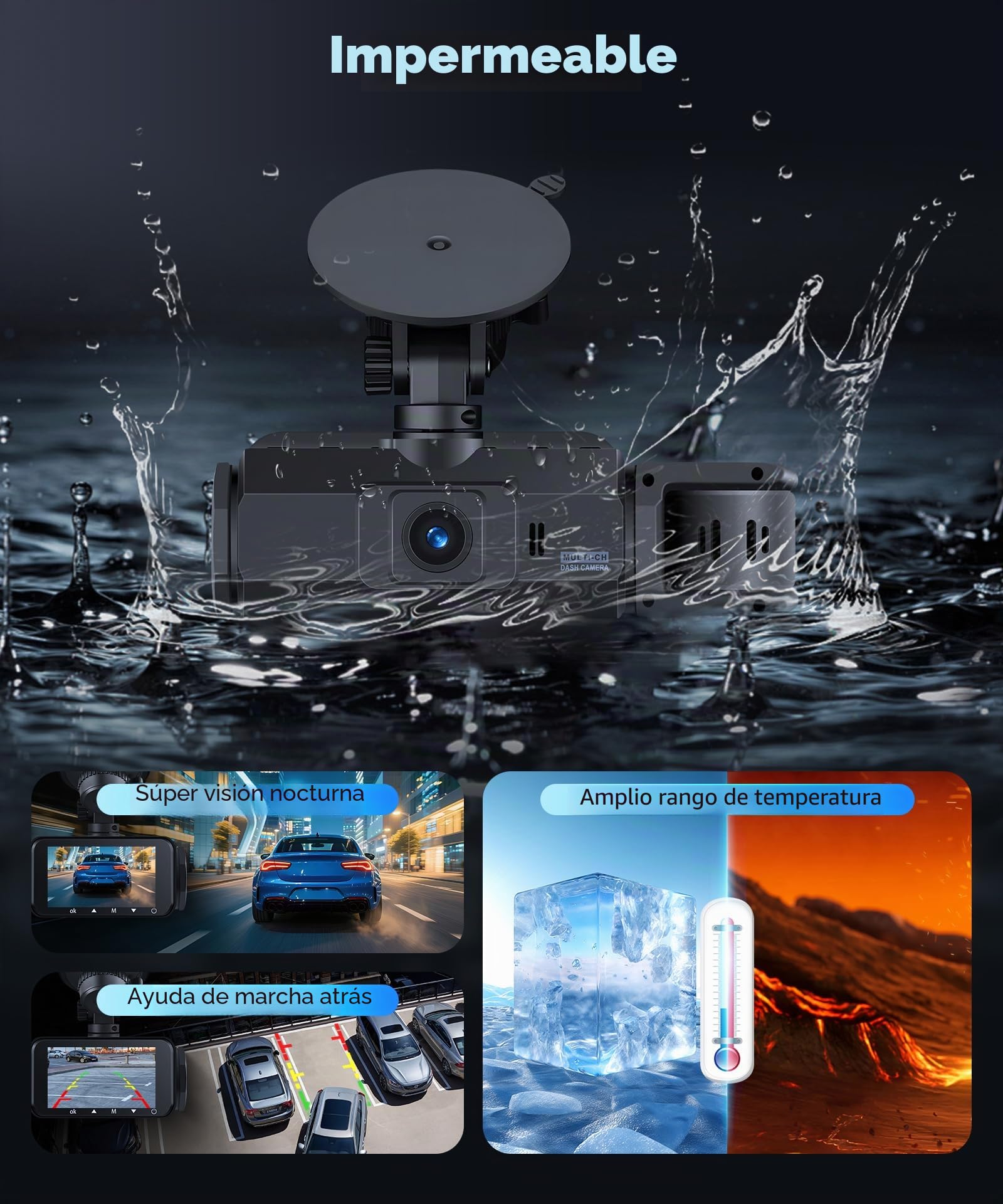 VECHTEL 2K Wi-Fi Dashcam Auto, Pantalla IPS de 3 Pulgadas Dash CAM Auto con Visión Nocturna, Tarjeta 128GB Gratis, G-Sensor, Modo Parking 24H, Grabación en Bucle, Asistente de Marcha Atrás