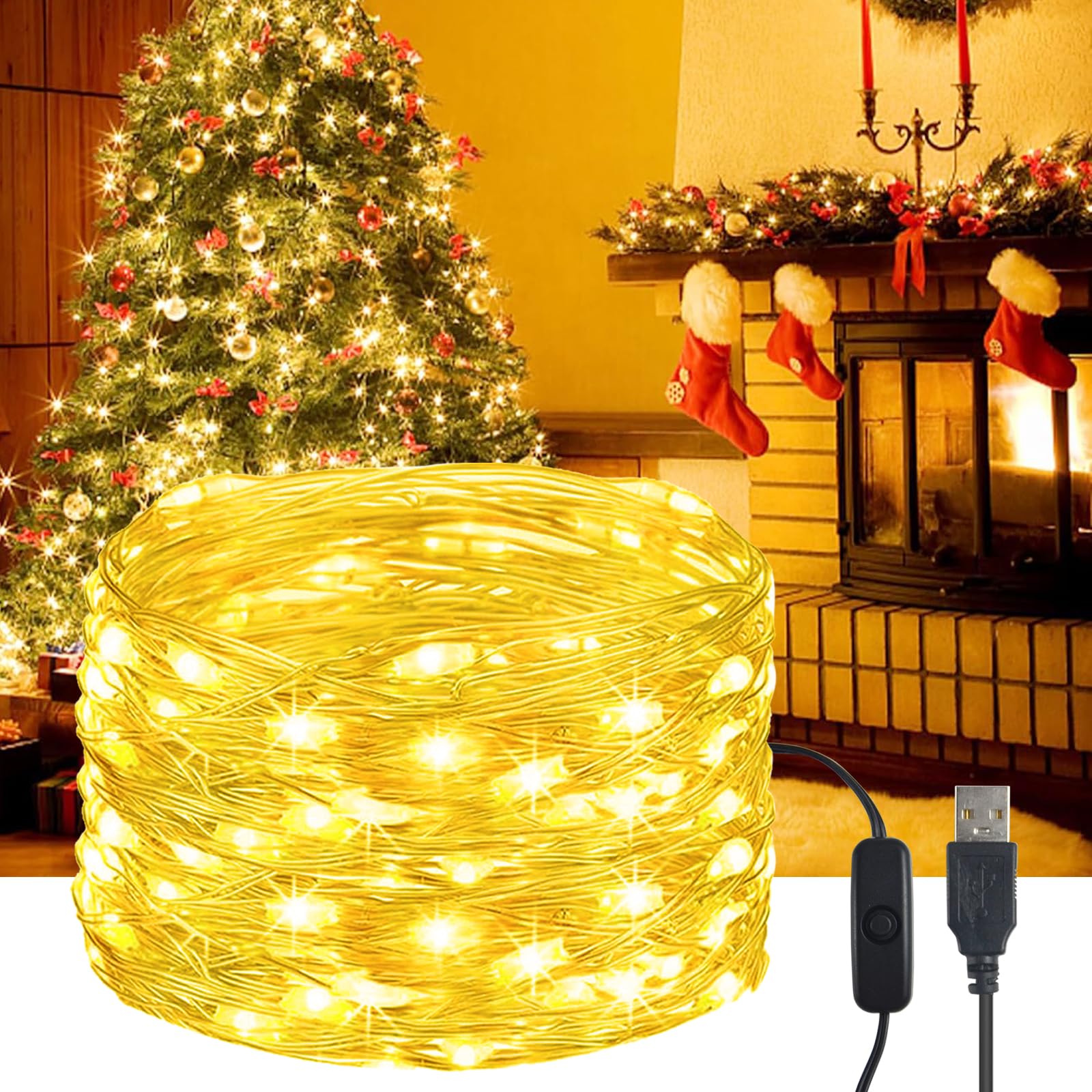 YIFMOO LED Fairy Lights USB, 5 m 50 LED Waterproof Wire Fairy Lights with Switch