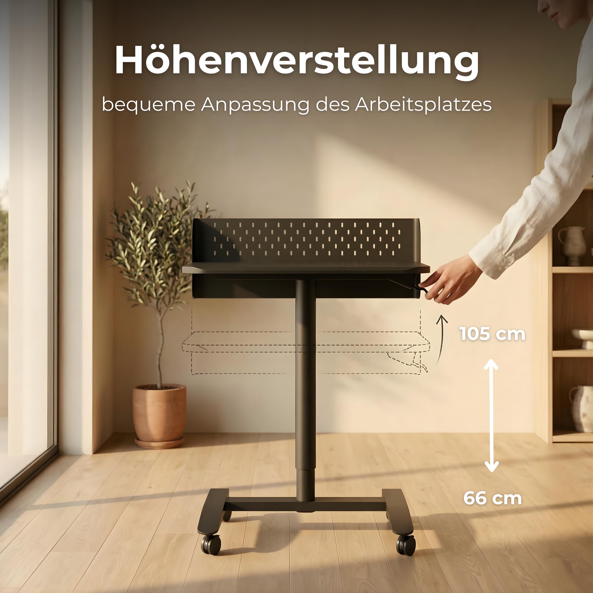 Spacetronik Stehpult Höhenverstellbar Schreibtisch, Mobiler Sitz-Steh Tisch