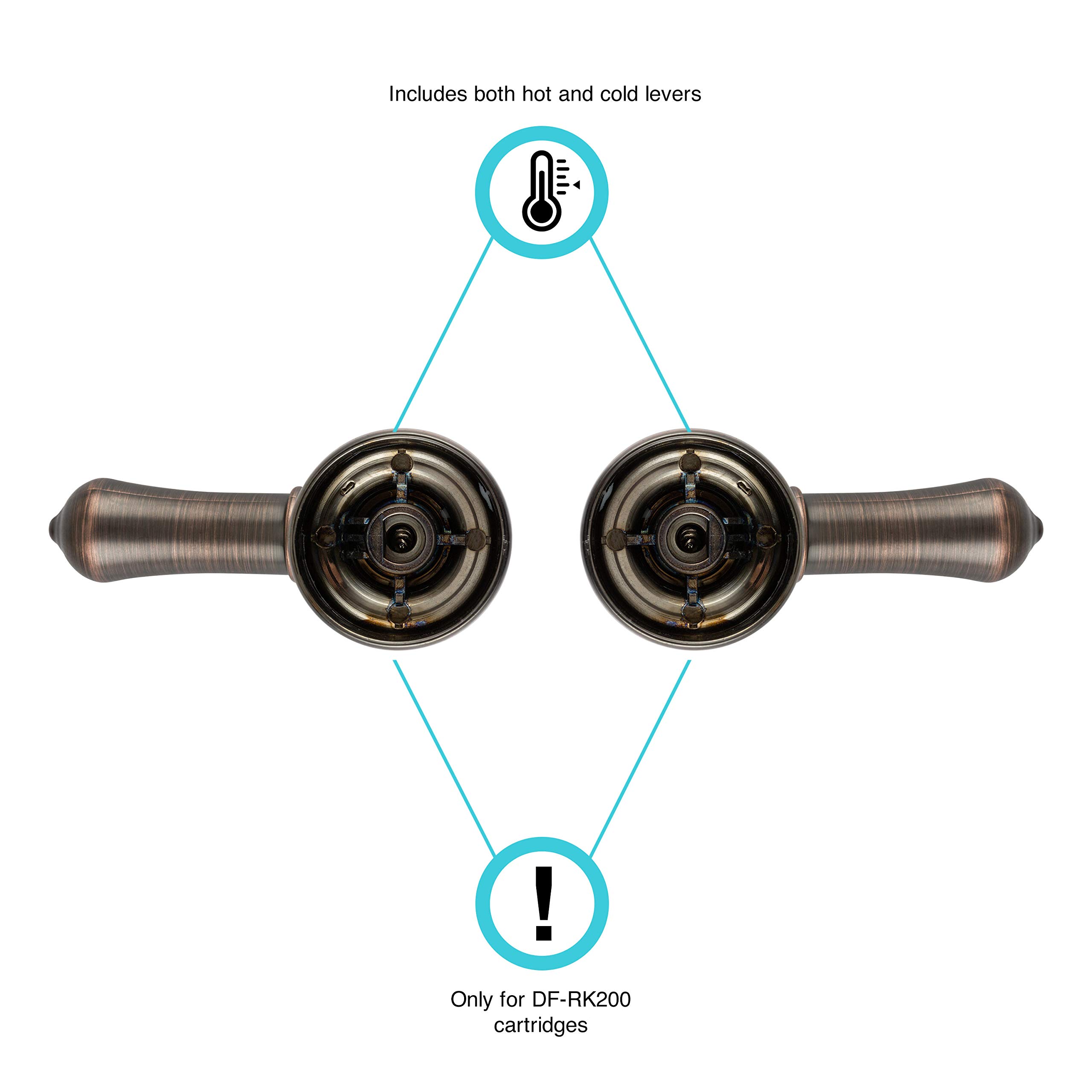Dura Faucet DF-RKC-ORB RV - Maniglie di ricambio per acqua calda e fredda Classic - Rivestimento metallico solo su modelli in ABS (bronzo oliato)