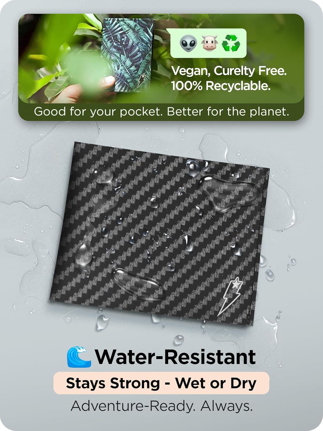 SUPERVEK Carbon Fiber Stitched Paper Wallet - Vegan Mighty Thin Tear & Water-Resistant Slim Wallet for men - Mens Credit Card Holder Wallet - Minimalist Streetwear Bifold Wallets for Men - RFID - Image 5