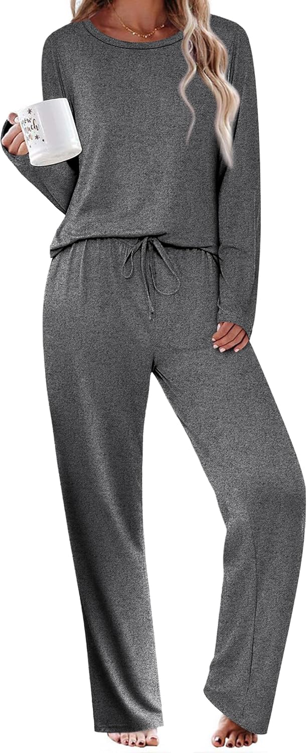 Ekouaer Womens Pajama Sets 2 Piece Sleepwear Fall Pajamas Soft Long Sleeve Pjs Comfy Loungewear S-XXL