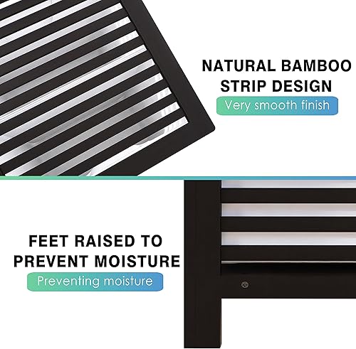 Miniatura 4 de SMIBUY Cesta doble para ropa sucia con tapa, cesta de bambú de 120 litros con bolsa extraíble con forro extraíble, separador de ropa de 2 secciones