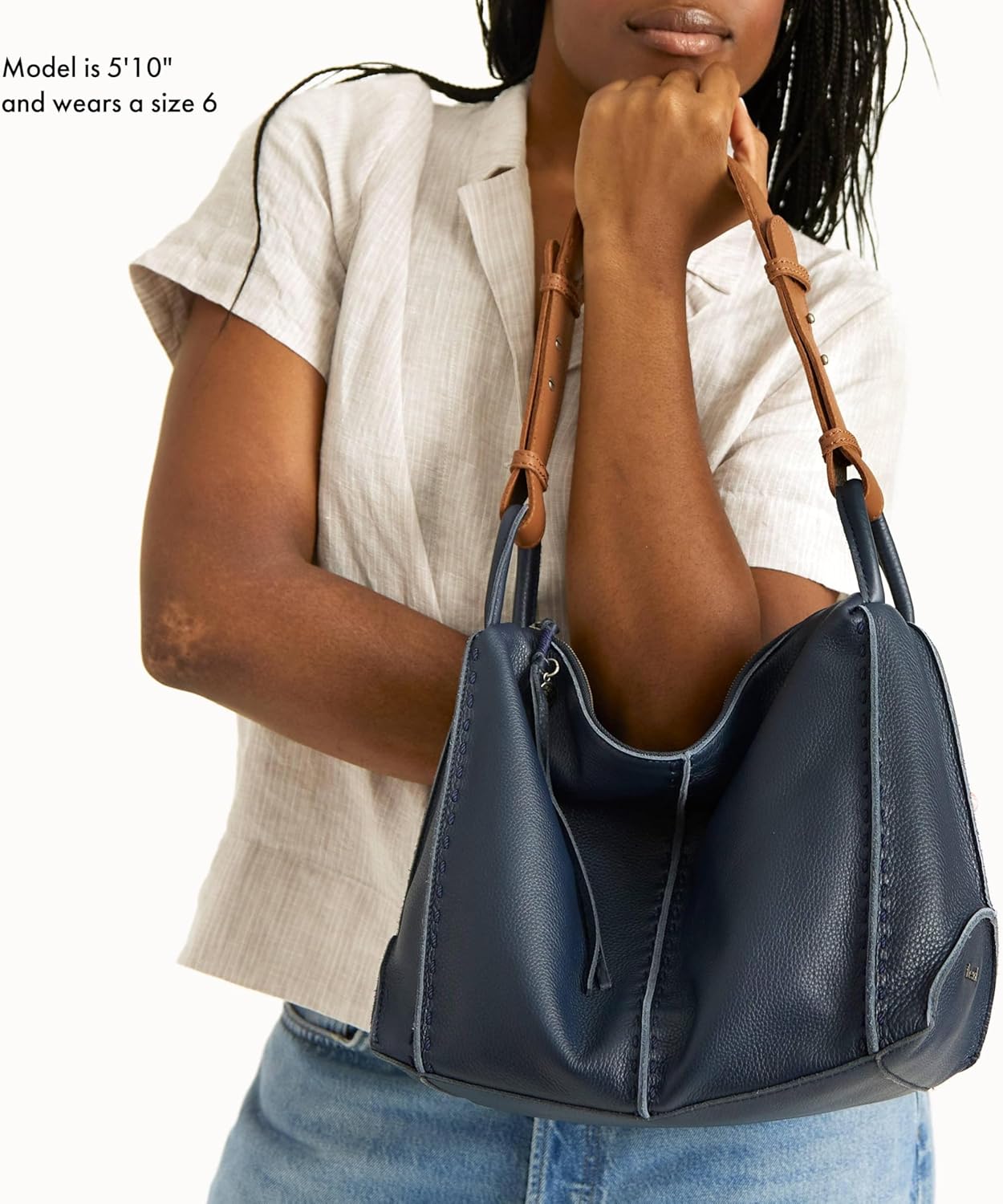 The Sak Los Feliz Hobo Purse - Premium Large Leather Women's Handbag for Everyday & Travel - Durable Purse With Zipper Pocket - Image 3