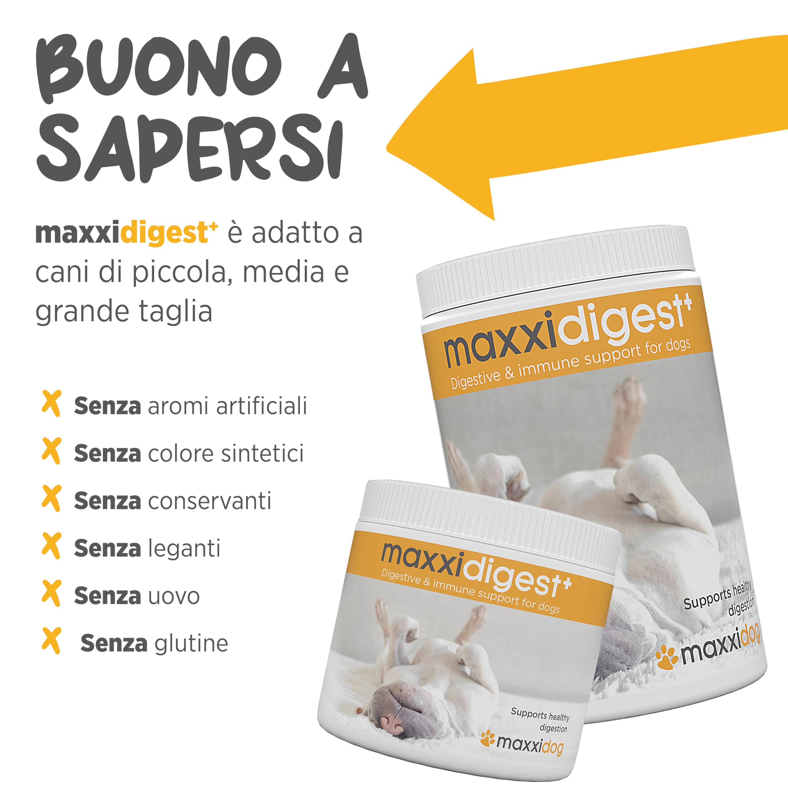 maxxipaws maxxidigest+ Prebiotici e Probiotici per Cani - Integratore per l'Apparato Digerente e il Sistema Immunitario, 200g