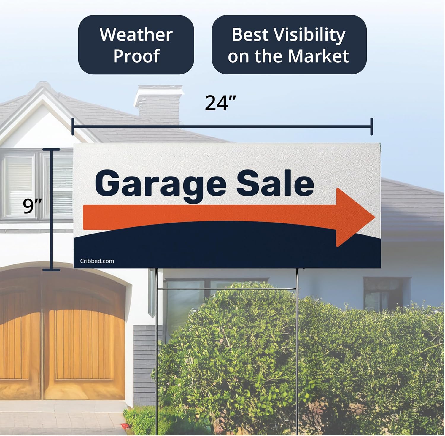 Garage Sale Directional Yard Sign | High Visibility, Easy to Read