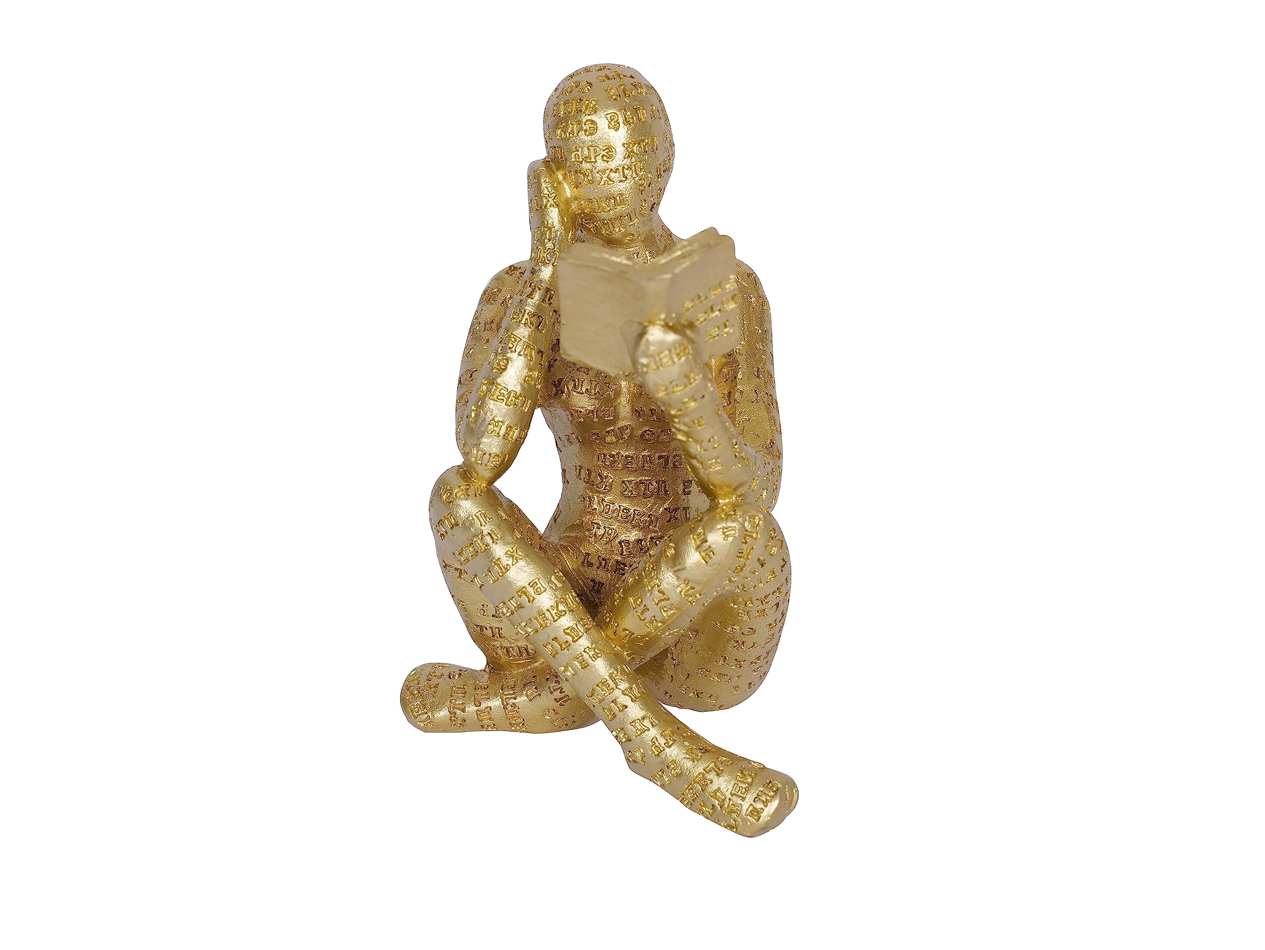 BDLBDL Pulp Reading Women Figurine Thinker Statue Decor Modern Figurines Abstract Aesthetic Sculpture for Home Decoration Living Room Office Bookshelf Shelf Table(Gold A)