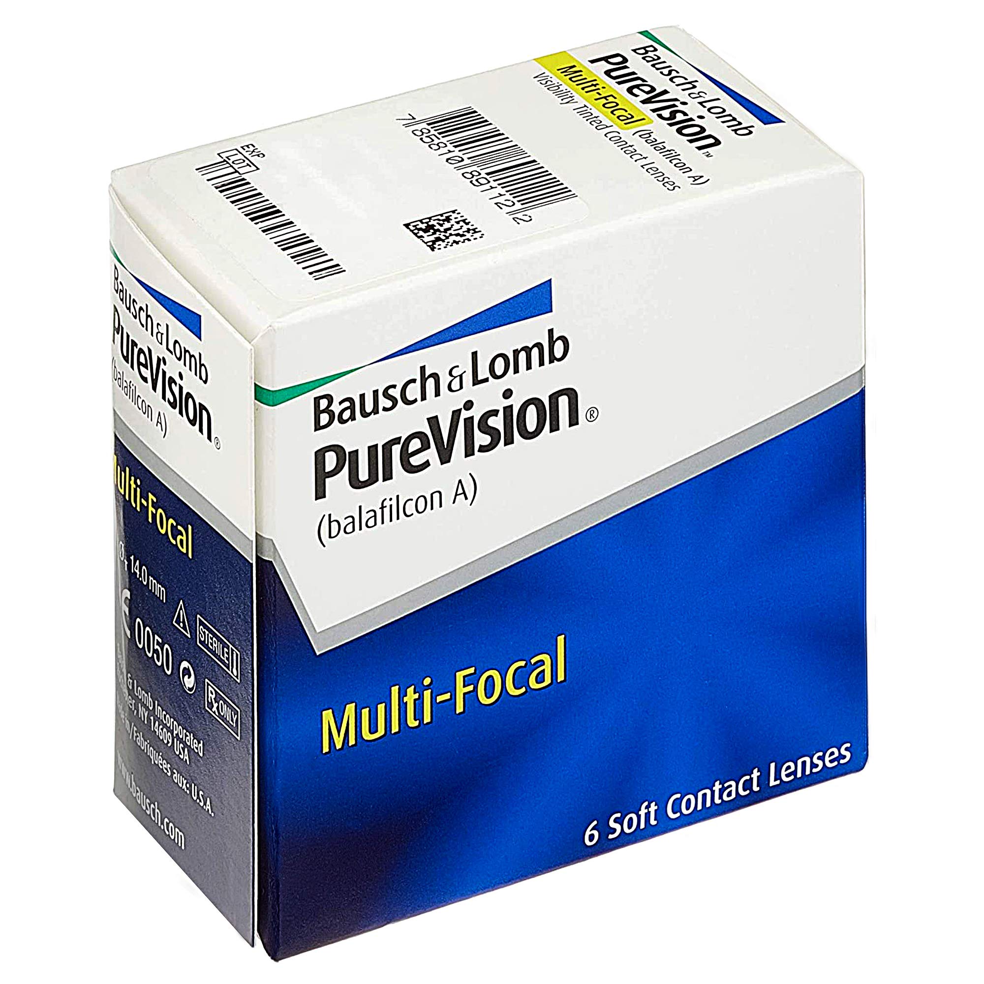 Bausch + Lomb Purevision Multifocal Monatslinsen, Gleitsicht-Kontaktlinsen, weich, 6 Stück BC 8.6 mm / DIA 14 / 1.75 Dioptrien / ADD High
