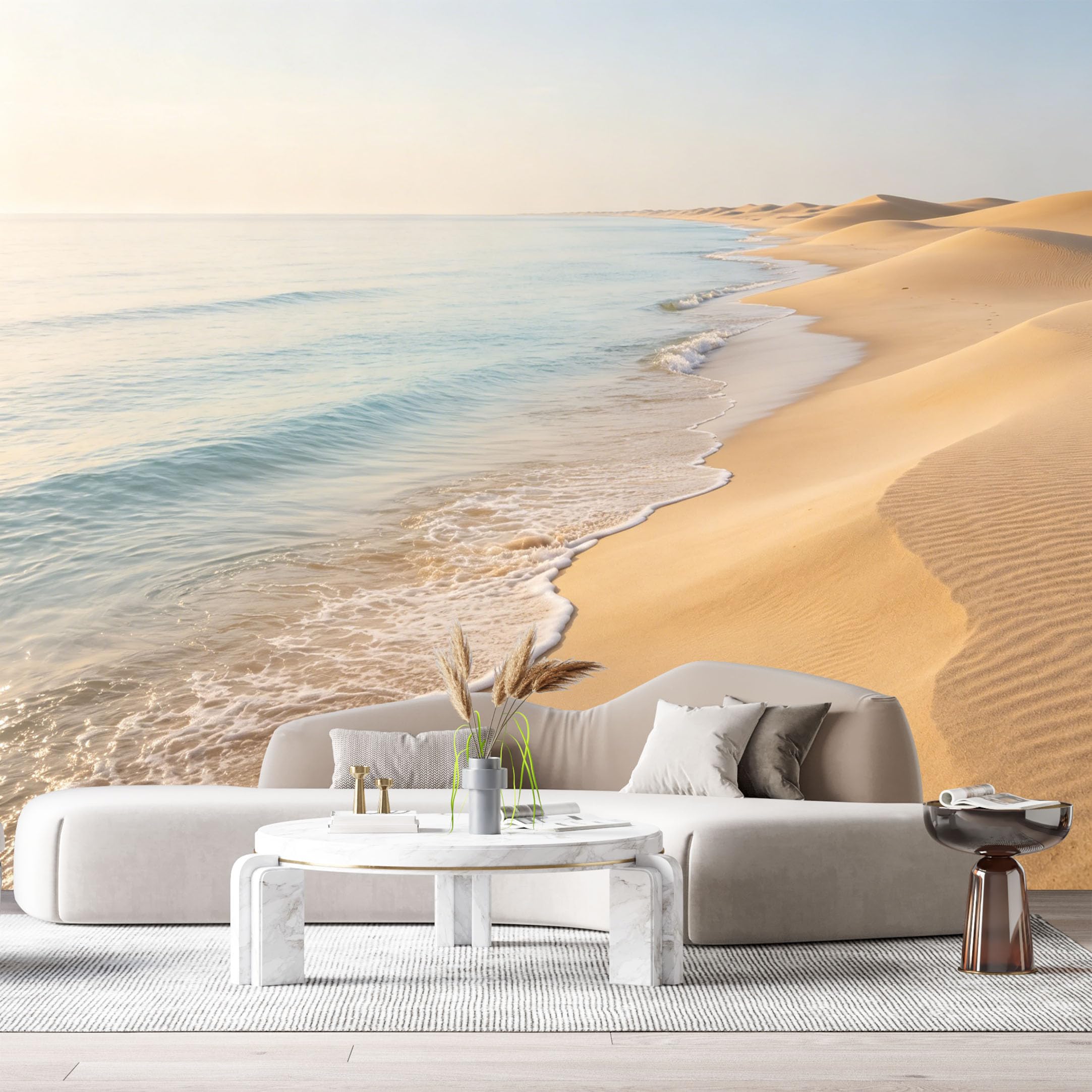 Custom Size Wall Murals Coastal Desert Landscape Ocean Marine Water Sand Dunes SelfAdhesive Wall Fabric Removable Large Wallpaper for Photo Living Room