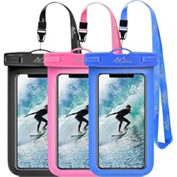 MoKo [3 PZS Funda Universal Impermeable para iPhone 14/14 Pro Max/13/12/11 Pro MAX Mini, SE 3/2, Galaxy S22/S21/20 Plus Ultra, Note 20/10, Huawei P50, Xiaomi 12/11, Mi 11/10- Azul + Negro + Rosa