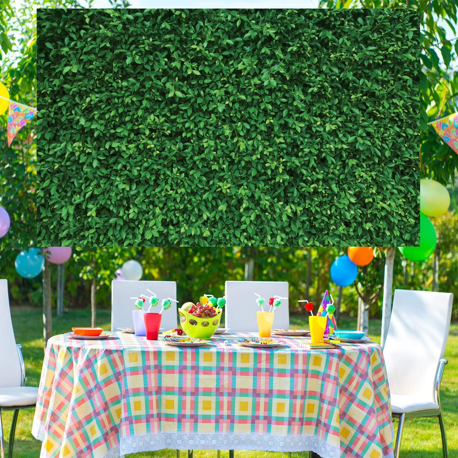 2.1x1.5m Sfondo verde foglie Natura verde erba muro fotografia sfondo neonato Baby Shower matrimonio compleanno decorazioni Banner Photo Booth oggetti di scena