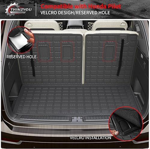 Miniatura 4 de Thinzyou Alfombrillas compatibles con Honda Pilot 2023 2024, alfombrilla de carga, forro de maletero de elastómero termoplástico, protector de