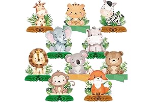 10 Pcs Baby Jungle Animals Honeycomb Centerpieces Safari Themed Baby Shower Decorations