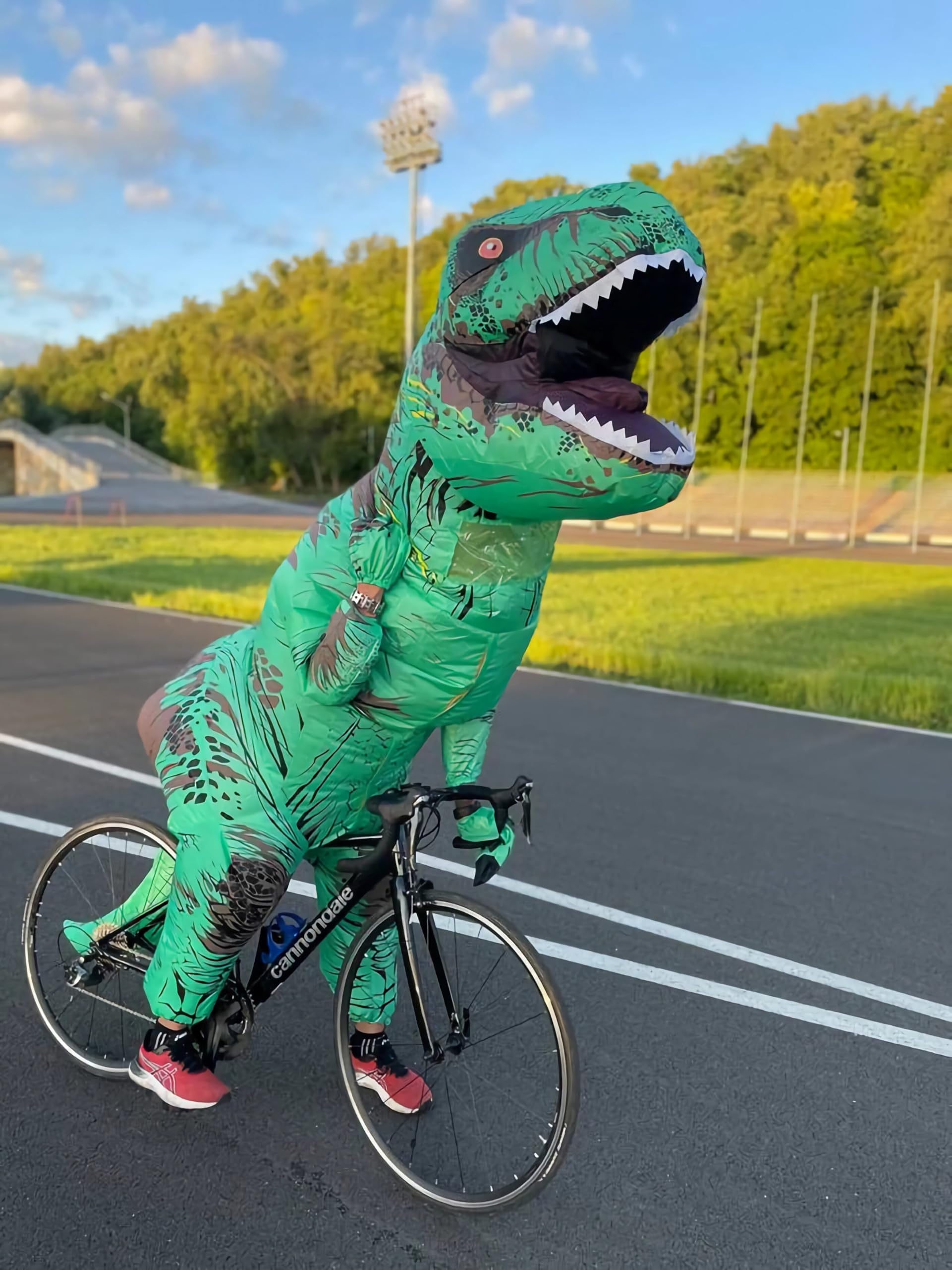 Disfraz inflable de dinosaurio para adultos, disfraz de T-Rex de cuerpo completo para fiesta de cosplay (verde)