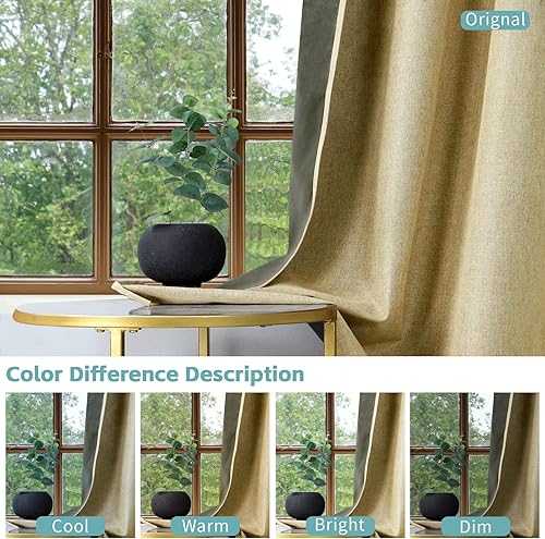 Miniatura 9 de Home Queen Cortinas 100% opacas, con aislamiento térmico, cortinas de oscurecimiento de habitación, textura de lino de 96 pulgadas de largo, cortina