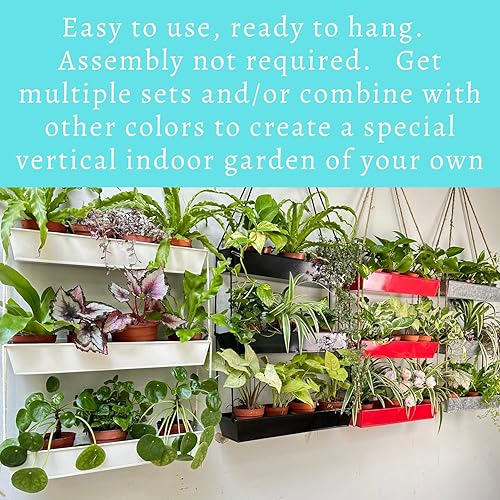 Miniatura 7 de LaLaGreen - Maceta colgante de pared  Colgador de tres niveles de 16 pulgadas para suculentas, maceta de hierbas de interior, soporte de pared de