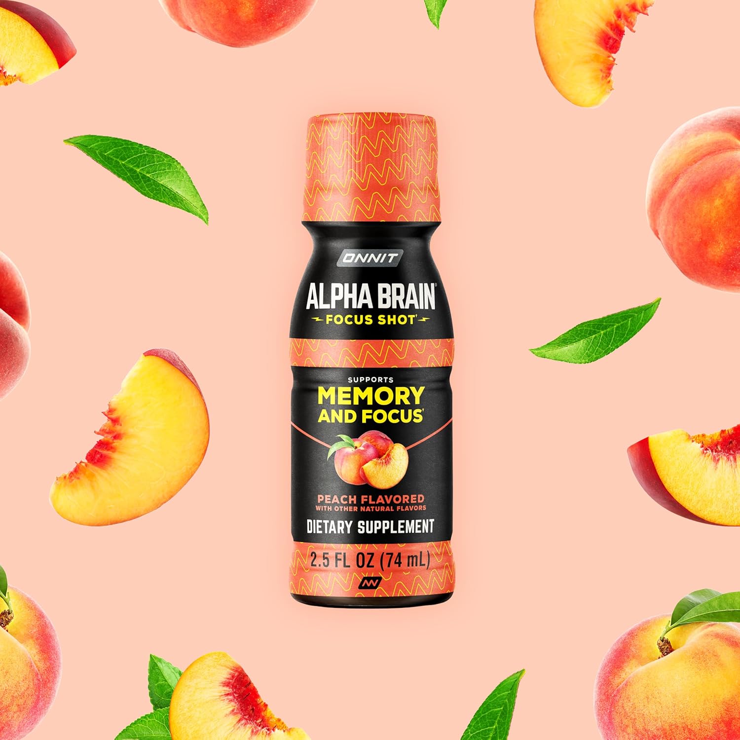ONNIT Alpha Brain Focus Shot, Peach Flavor, Nootropic Dietary Supplement Drink That Supports Energy, Focus, and Mood, IGEN™ Non-GMO Tested, 2.5 fl oz, 6 Count - Image 9