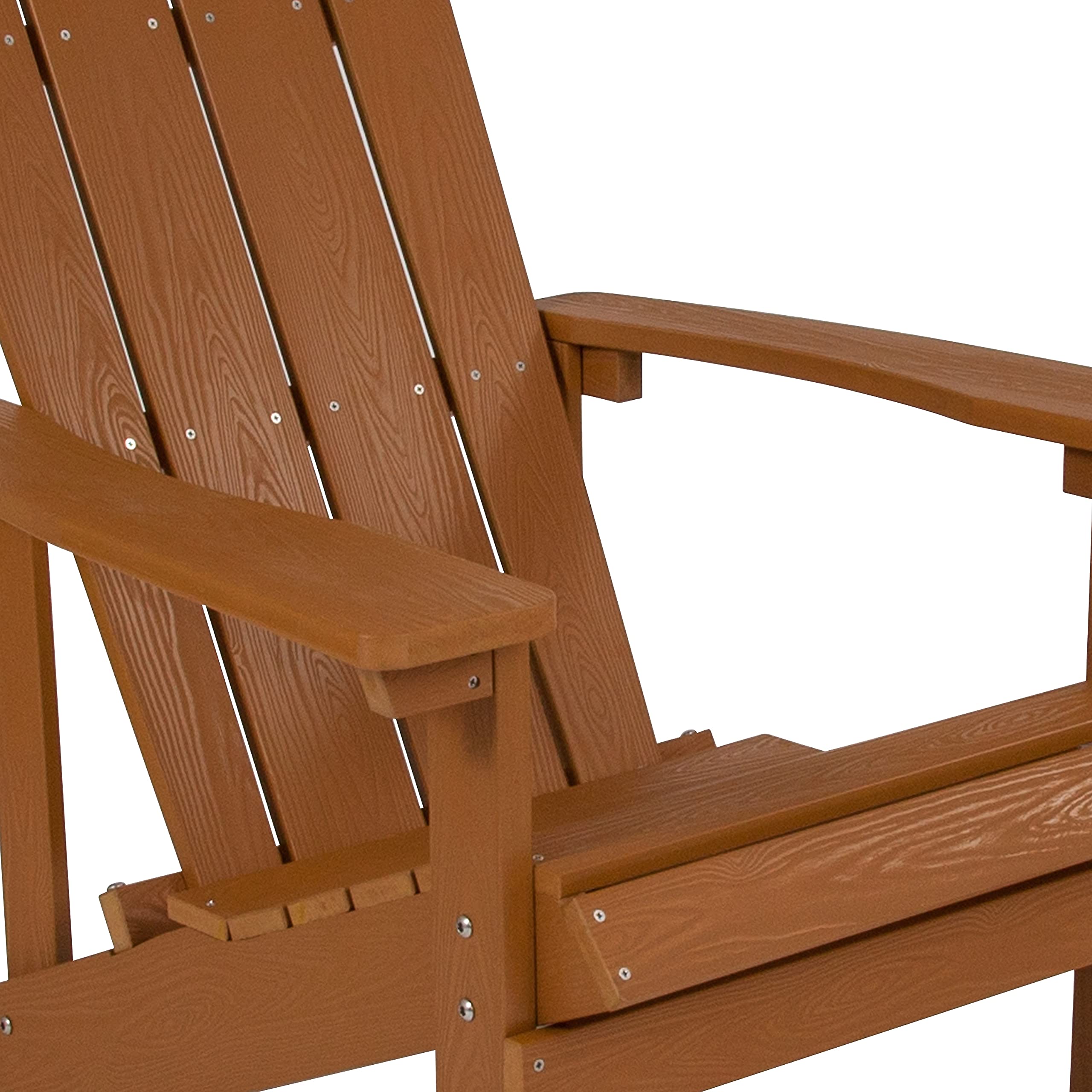 Flash Furniture, Silla Adirondack Comercial de Madera de Resina poliéster Resistente a la Intemperie en teka