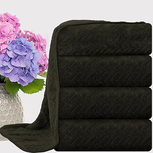 Miniatura 1 de Juego de 4 toallas de baño, 35 x 70 pulgadas, altamente absorbentes, de secado rápido, toallas de baño grandes de microfibra de gran tamaño, toallas