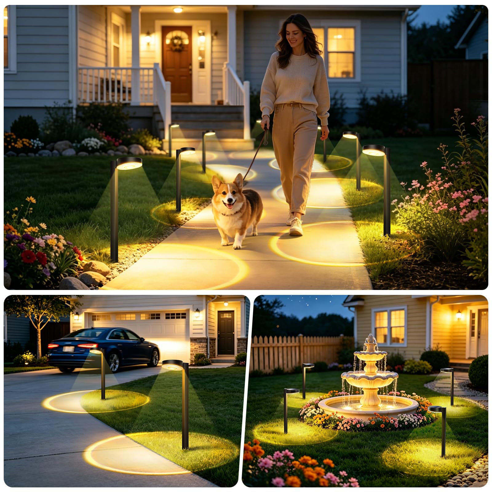 NIORSUN Solarlampen für Außen Garten, 12 Stück Hellere Solarleuchten für Außen mit 3 Farbtemperaturen, IP65 Wasserdicht Solar Gartenleuchten für Weg Rasen Gehweg Blumenbeet und Gartendeko
