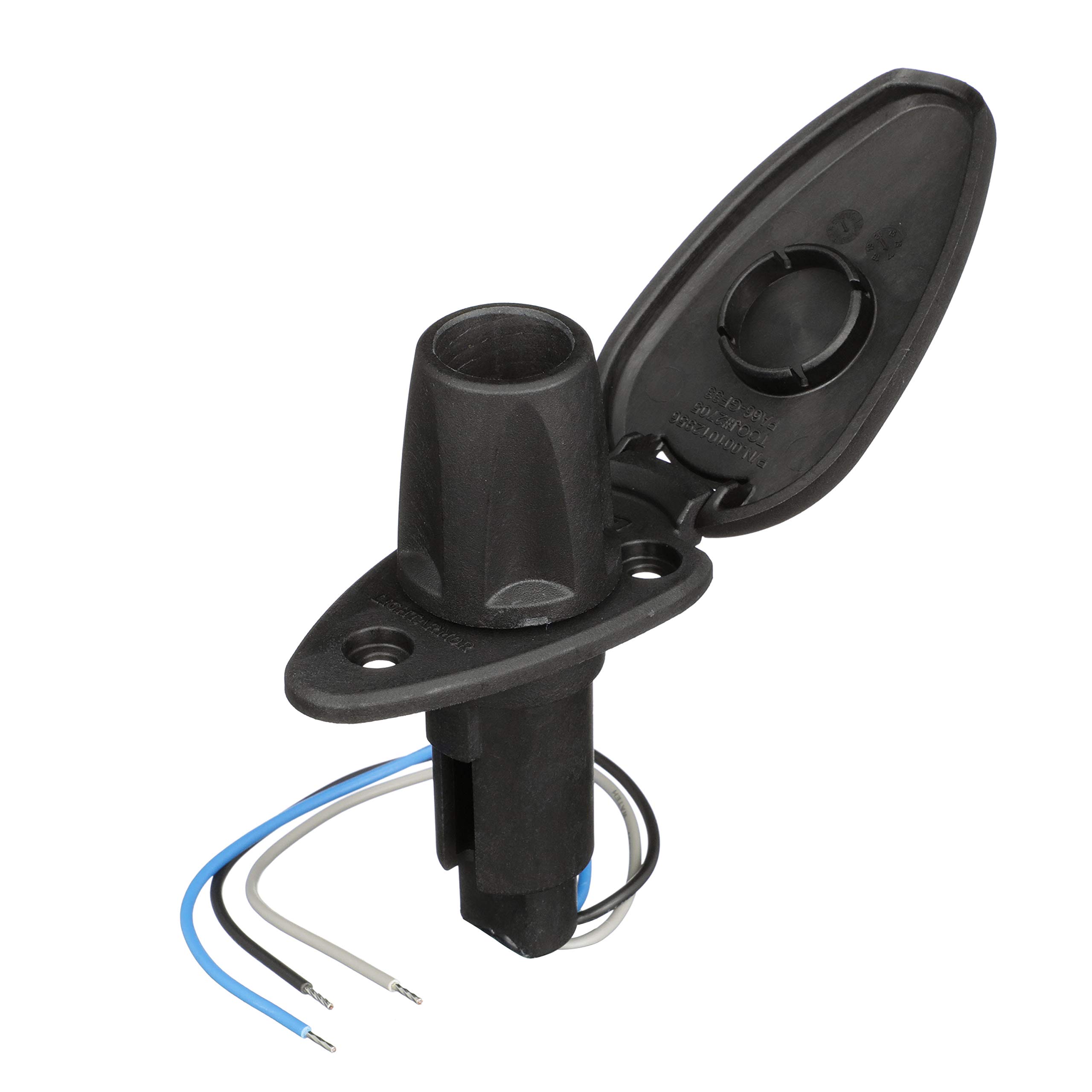 Attwood 910T3PB-7 LightArmor™ 910R Series Teardrop Plug-in Light Base — for All-Around Pole Light, 3-Pin, Black Composite Cover